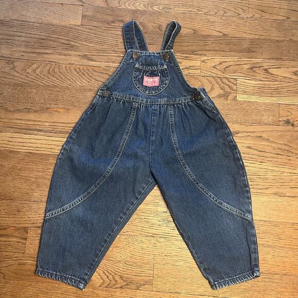 Vintage OshKosh B'Gosh Vestbak Overalls Denim Blue Boy Girl Unisex Made USA 2T - Picture 3 of 12